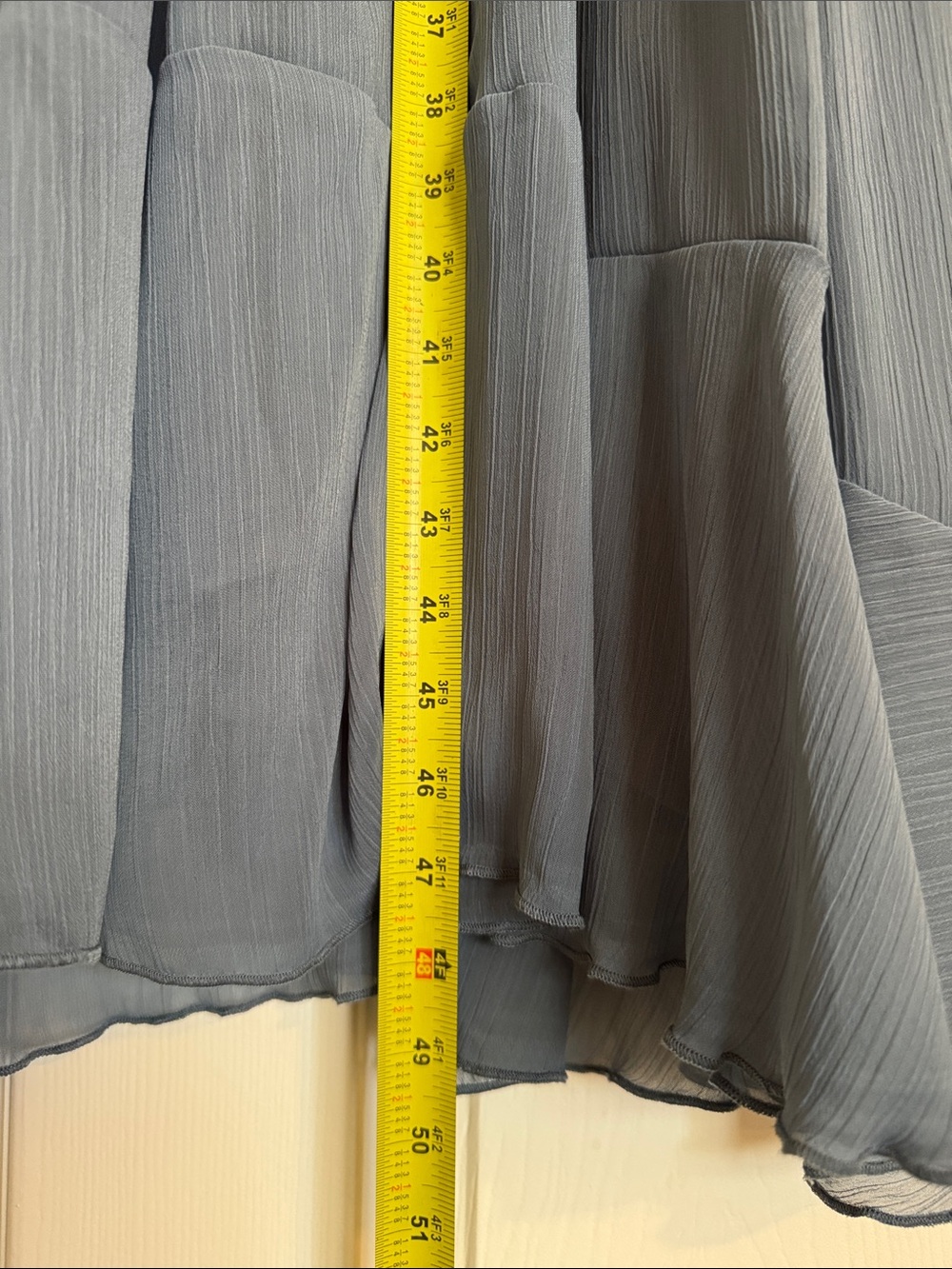 Zara Slate Blue Ruffled V-Neck Maxi Dress - Picture 6 of 13